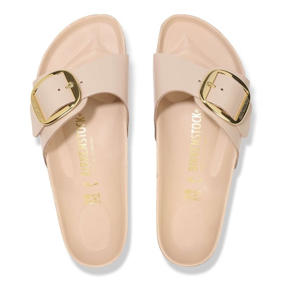 NEW Birkenstock Madrid Big Buckle Leather Size 41 In New Beige Gold - Picture 11 of 11